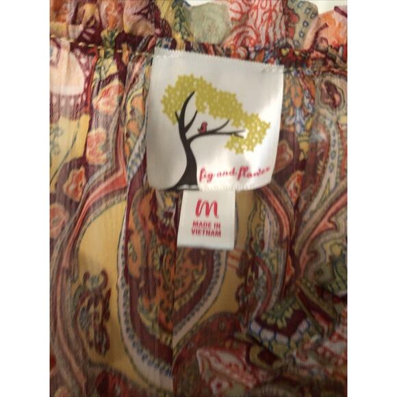 Anthropologie Fig and Flower Peasant Blouse Women's Plus Size M Boho Sheer - Picture 3 of 7